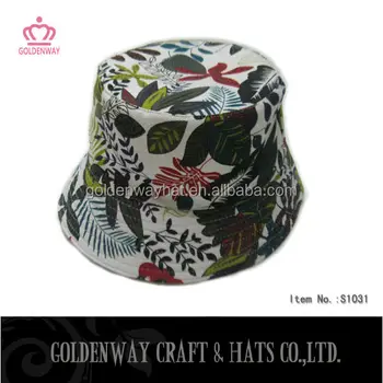 black floral bucket hat