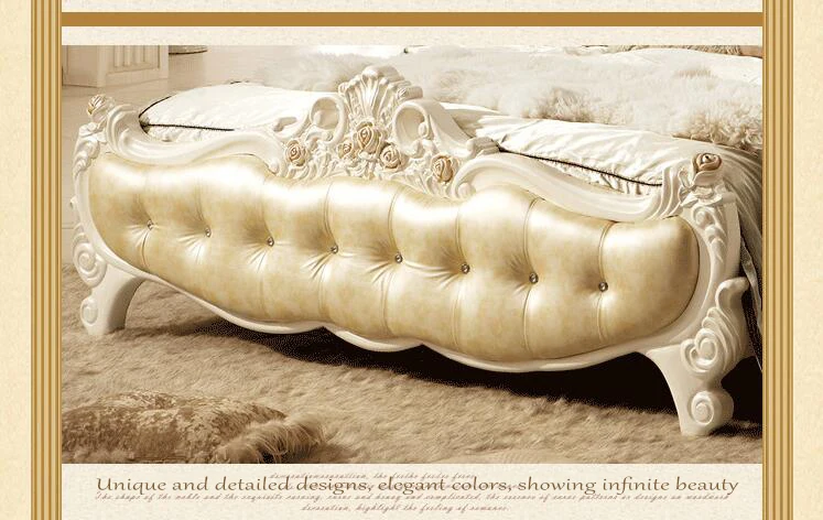 modern european solid wood bed Fashion Carved 1.8 m bed french bedroom furniture pfy10010