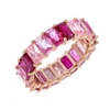 LOZRUNVE Venta Mayorista 925 Silver Pink CZ Stone Baguette Eternity Band Ring