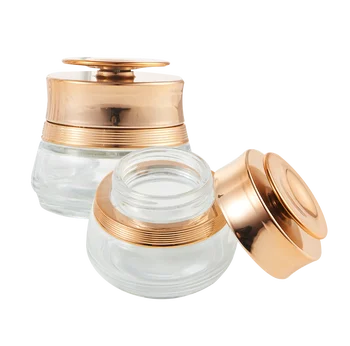 cream skin care glass metalized cap luxury larger jar