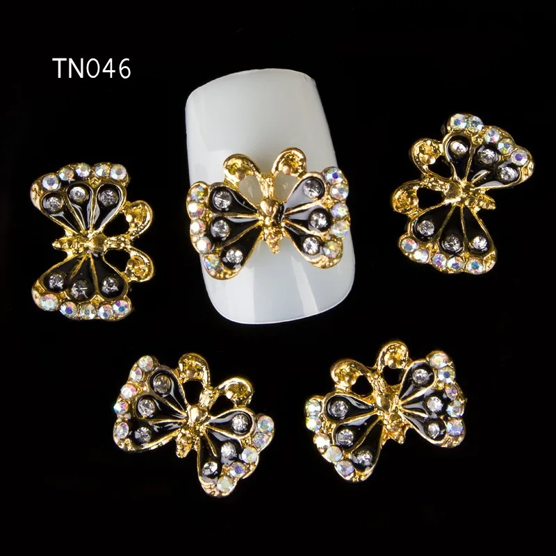 10pcs Glitter Butterfly Rhinestones 3d Nail Art Decorations Alloy Nail Stcikers Charms Jewelry for Nail Gel
