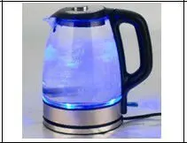 glass kettle blue light