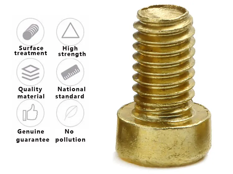China Screw Manufacturer Nature Color Brass Cup Head Hex Socket Machine Thread Socket Head Screws