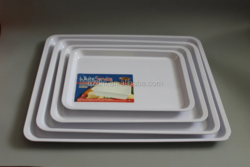 Square Melamine White Trays Of 4PCS