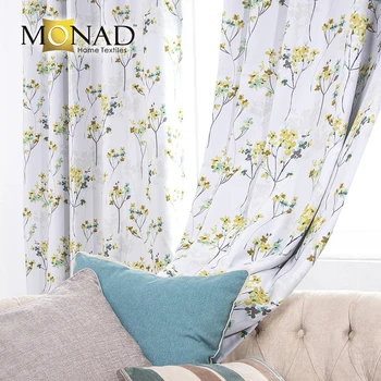 Monad Modern Printed Water Color Teal Double Sided Curtains