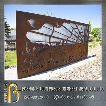 Weathered Steel Laser Cut Decorative Fencing Laser Cut Fencing Panel ...