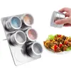 Uncluttered Designs Stand Stainless Steel Rectangular SpiceTin Container Wholesale Metal Spice Tins Magnetic Spice Rack
