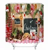 Classical Traditional Design Christmas Shower Curtain with Stocking and Santa Claus Hat