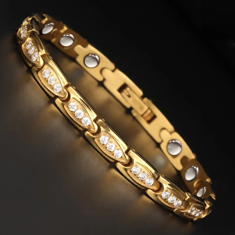 Inox Sparkle Rhinestone Permanent Bracelet 316l Stainless Steel Jewelry ...