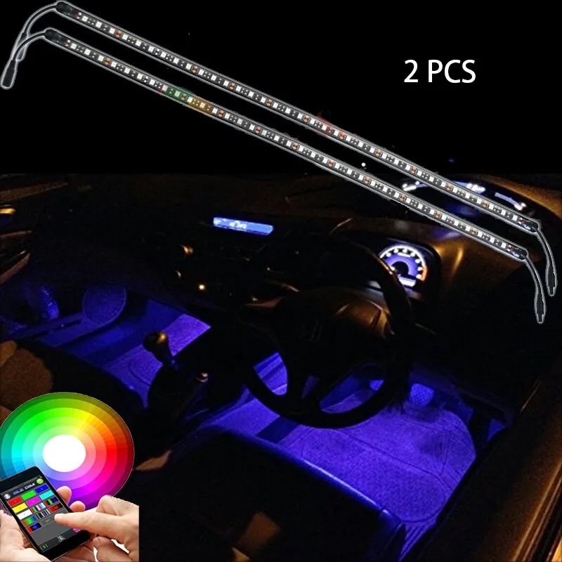 Car LED Strip Light,2pcs DC 12V app Car Interior Lighting with Sound Active Function and Wireless Remote Control