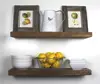 Handmade Rustic Wood Floating Wall Shelves, Walnut, Set of 2 pipe shelves (24" Walnut)