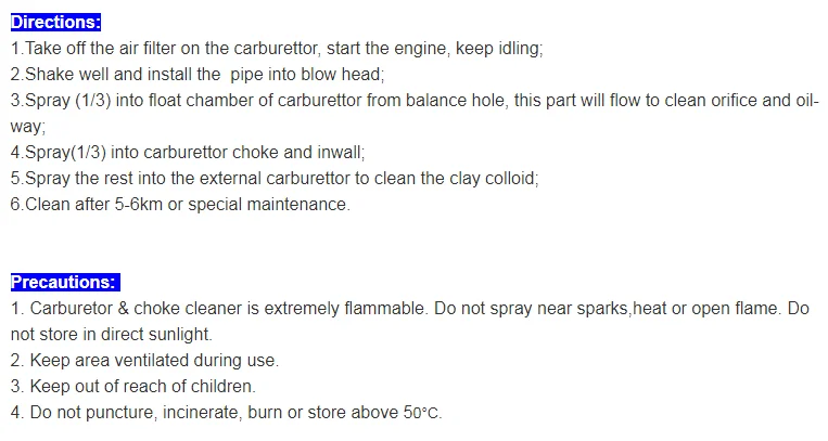 Carb Choke Cleaner