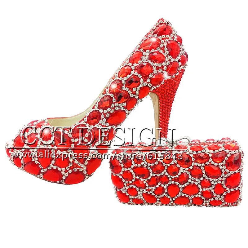 red bling heels