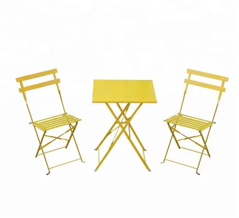 Outsunny 3pc Bistro Set Garden Balcony Folding Square Table Chair Outsunny 3pc Bistro Set Garden Balcony Folding Square Table Chair Yellow