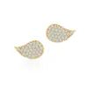 2019 Fashion Silver Large Gold Plated And Crystal CZ Stone Stud Earrings Jewelry