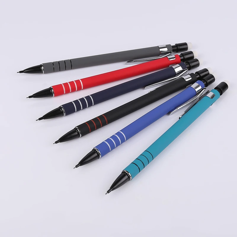 High Quality Mechanical Pencil With Eraser Metal Pen Clip And Rubber Penholder 0.7mm Or 0.5mm