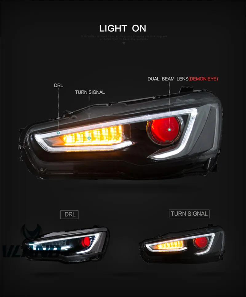 Vland manufacturer for car head light for Lancer headlight for 2010 2011 2012 2013 2018 for Lancer LED head lamp wholesale price