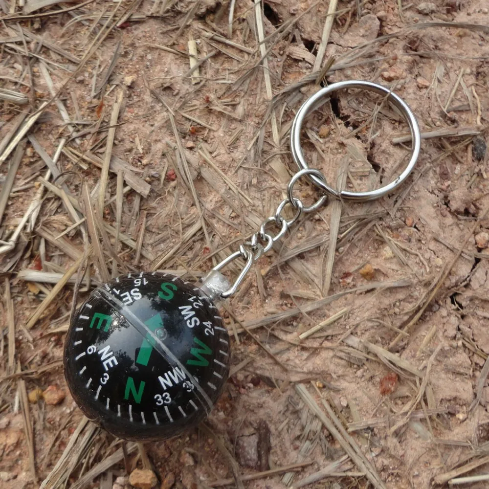 Multifunctional Ball Compass With Key Ring Spherical Sharp Keychain