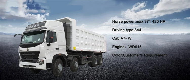 China Manufacturer 8X4 371HP HOWO A7 Dump Truck