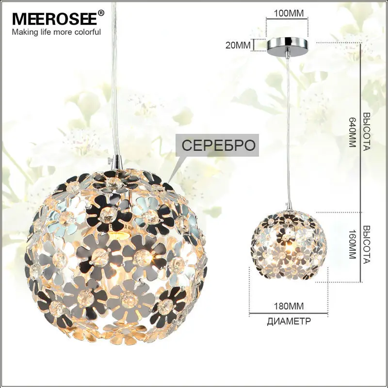 MEEROSEE Dining Room, Bedroom Free Shipping Flower Crystal Pendant Light / Lamp/ Lighting Fixture MD88035