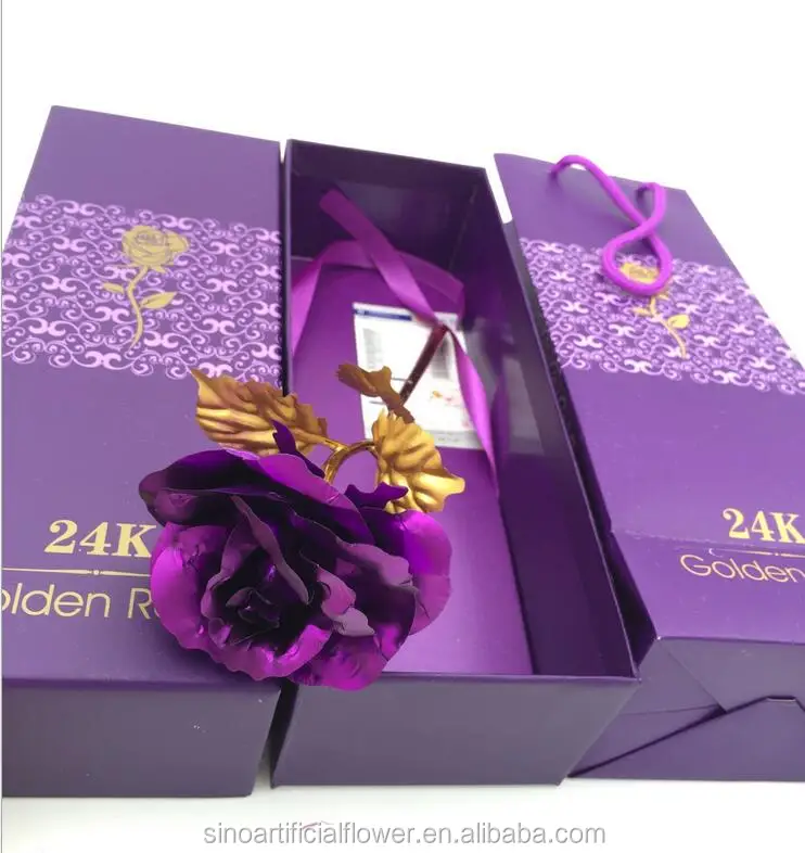 Wholesale 24K Golden Carnation Gift Box Packing Valentines Day Golden Rose Gift 