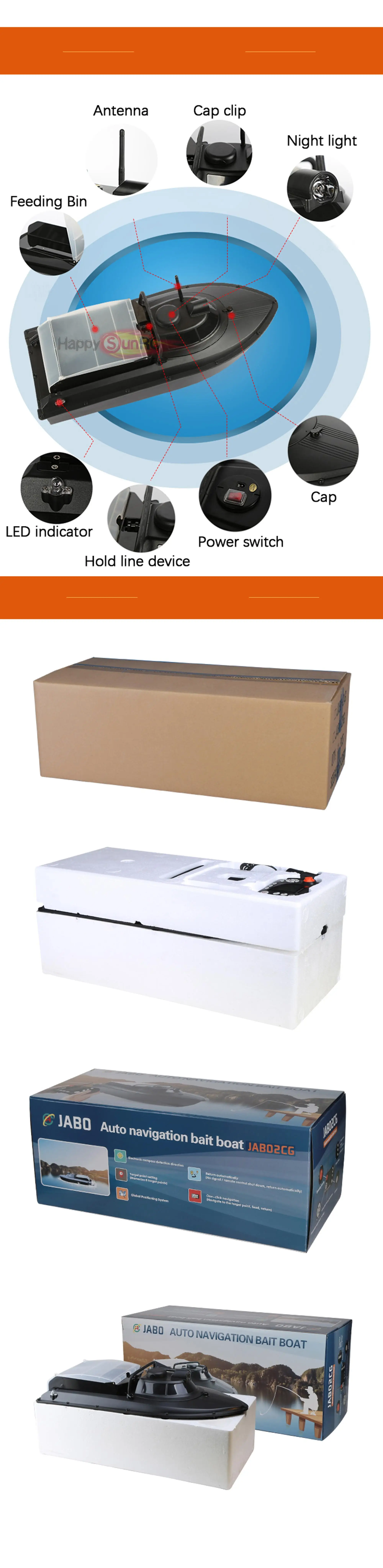 Jabo 2cg Remote Control Boat 1kg Loading Sonar Fish Finder Gps Bait