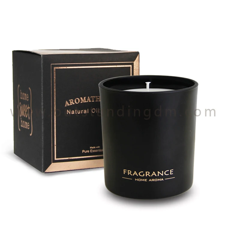 Black Candle Box With Gold Printing Art Glass Candle Holder Scented