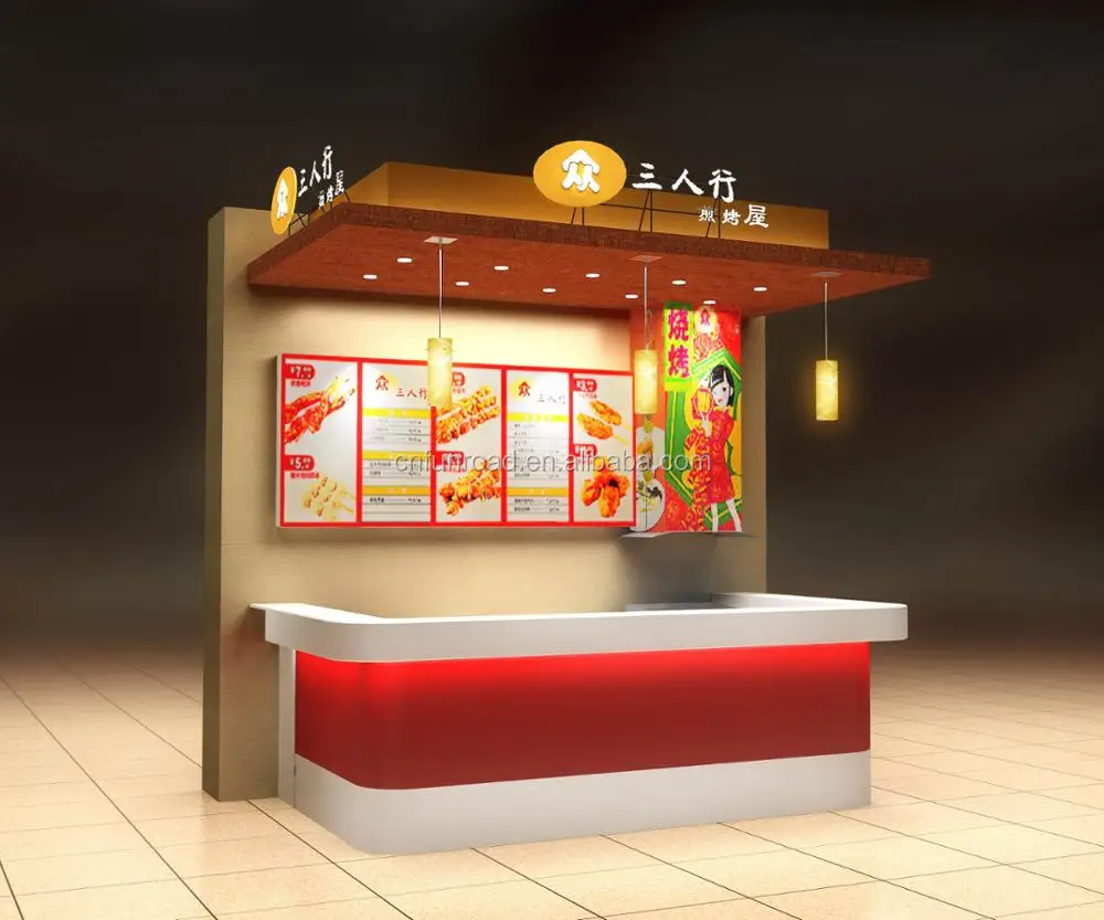 Shopping Mall Fast Food Kiosk Design With Retail Store Display Stand