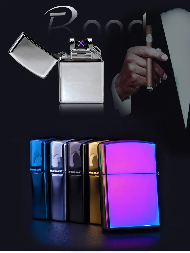 Eroad Windproof Stepped Crossover Arc Luxury Brick pattern USB charging electronic cricket lighters