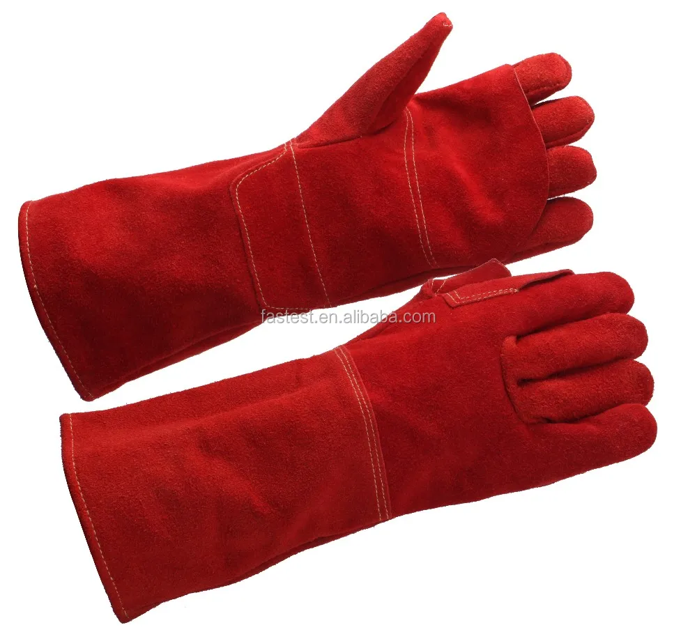 Cow Split Leather Welding Hot Resistance Gloves Ce En388 En407 En12477