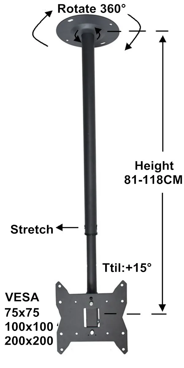 Adjustable Telescopic Flat Screen Led Lcd Tv Bracket Motorized