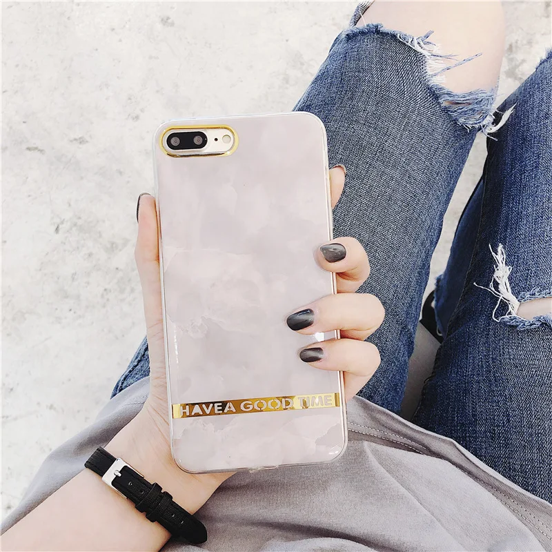 Luxury Contracted Golden Bumper Marble TPU Phone Case For iPhone X 7 8 Plus