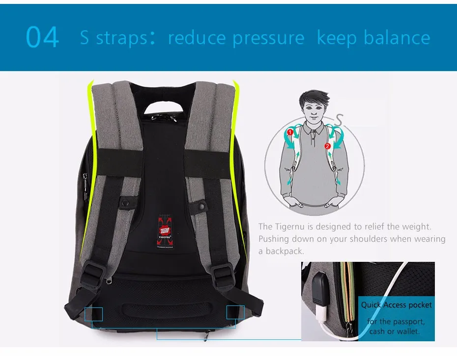 2017 Tigernu Anti-thief USB charging 15.6inch Business laptop backpack for women Men Backpack school backpack Bag Male Mochila