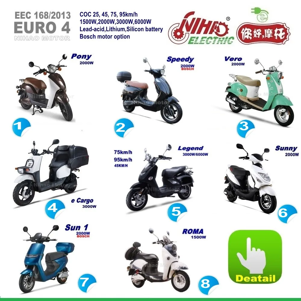 10 2019 Electric Scooter 2000w Vintage Motorcycle Eec Coc Euro 4