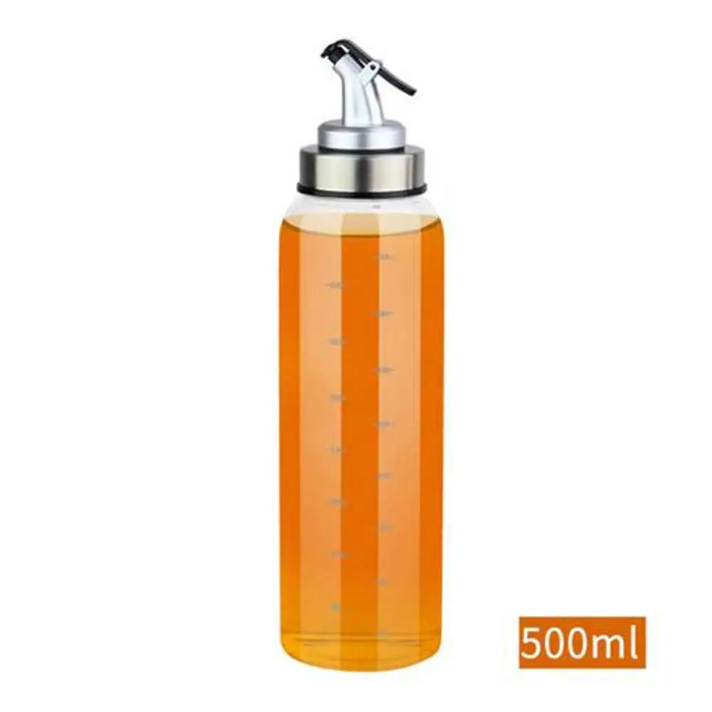 Olive Oil Dispenser Bottle -500ml Glass Oil Dispenser Stainless Steel Pour Spout No Drip, Oil Container For Vegetable Olive Oil,Lead-Free Glass Oil Vinegar Measuring Dispenser Set for Kitchen (2 Pack)