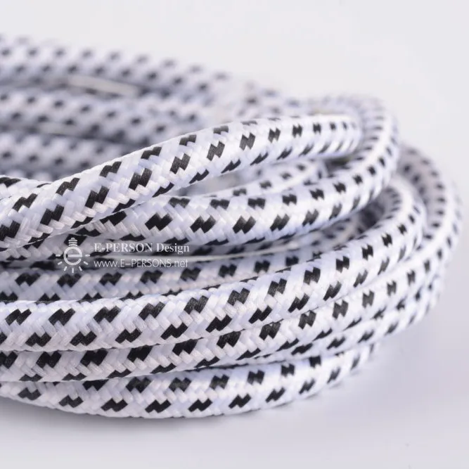 Houndstooth Fabric Covered Power Cord High Quality Cable For Indoor