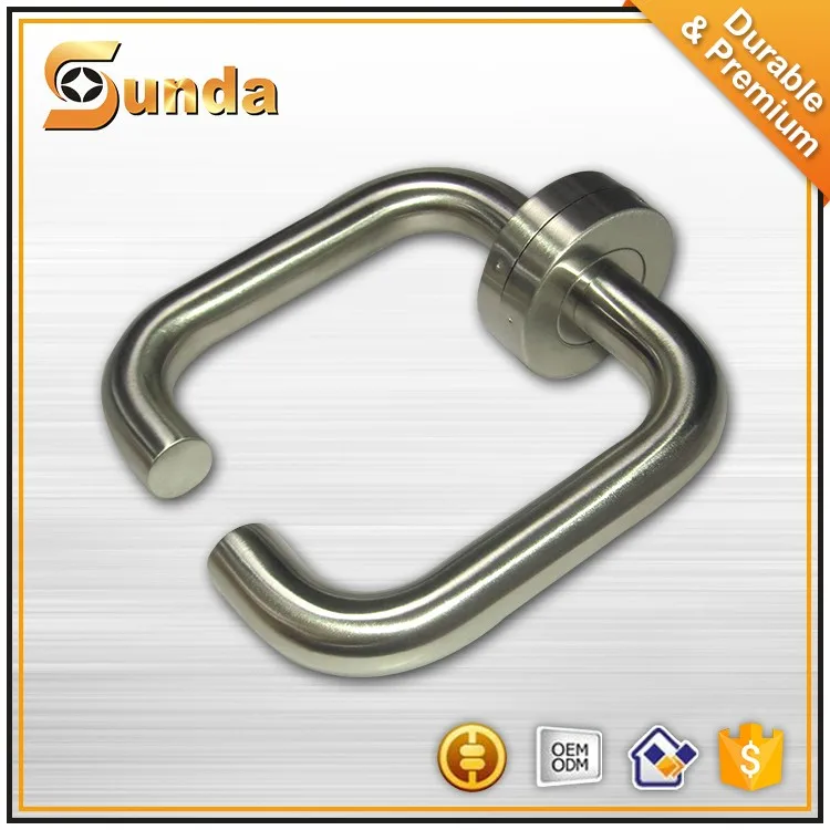 High Class Hollow Stainless Steel Door Handle / Lever Handle With Rosettes / Wood Door Tube