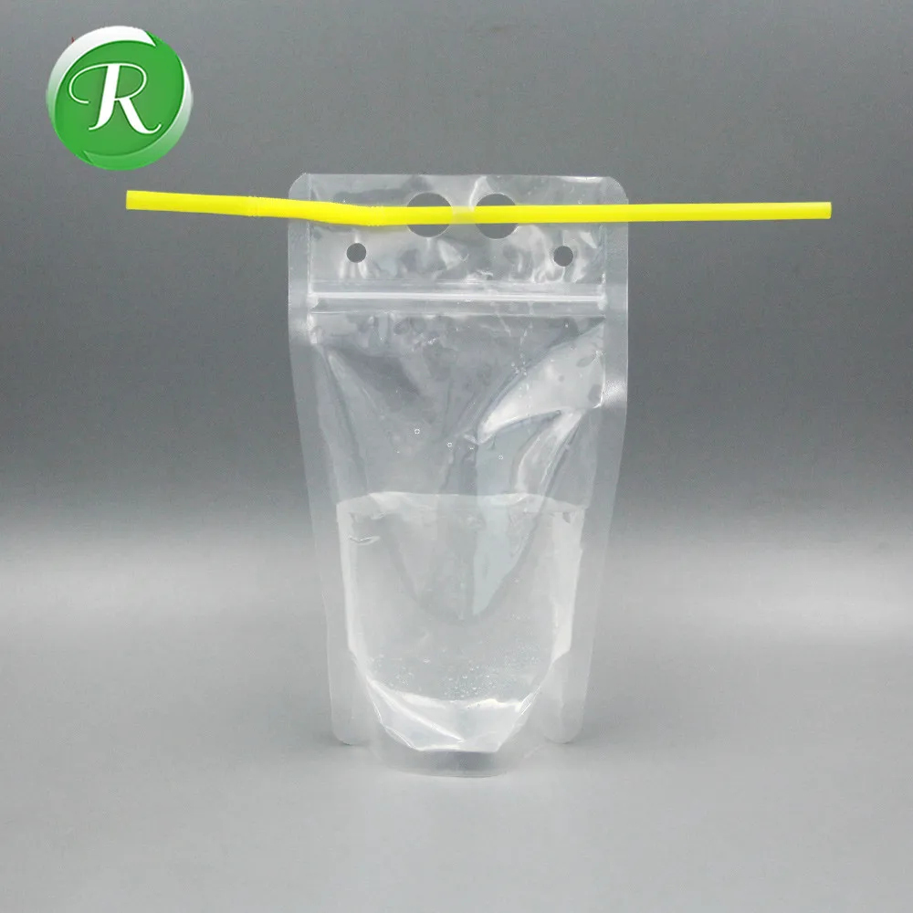 Custom Clear Zipper Drinking Bags New Transparent Reusable Drink Pouch