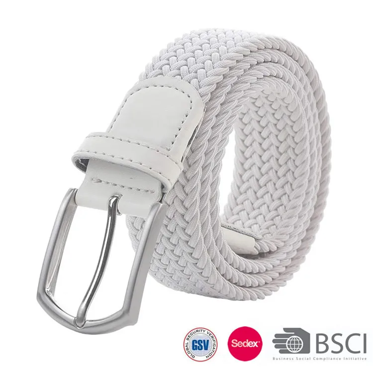 Factory Custom Adjustable Stretchy White Women Braided Elastic Belt