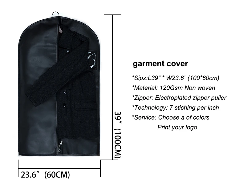 120gsm Non Woven Customised Breathable Zippered Garment Bags Wholesale