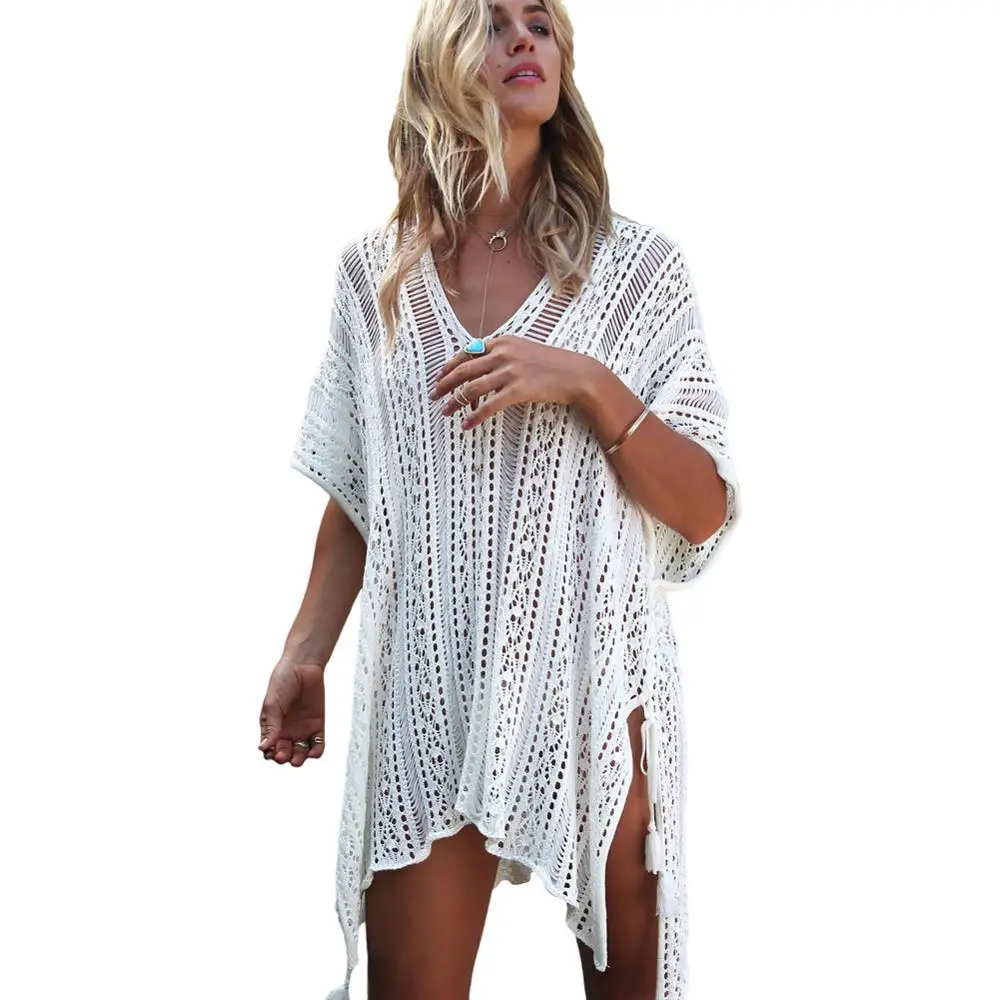 Kaftan Crochet Beach Dress Knitted Cover Uptassel Swimwear Beachwear ...