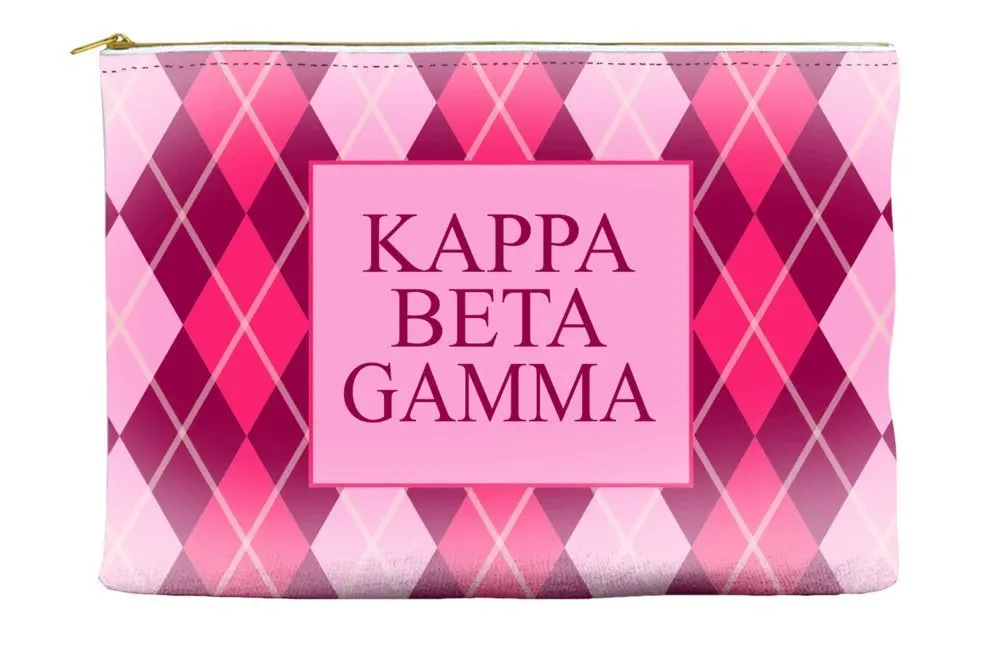 Kappa Beta Gamma Argyle Pattern Pink Cosmetic Accessory Pouch Bag for Makeup Jewelry & other Essentials