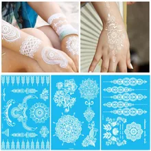 Branco temporária laço de tinta de Flash do tatuagem inspirado adesivo Henna corpo moda arte transferência de água rosto corpo pintura decalques adesivos