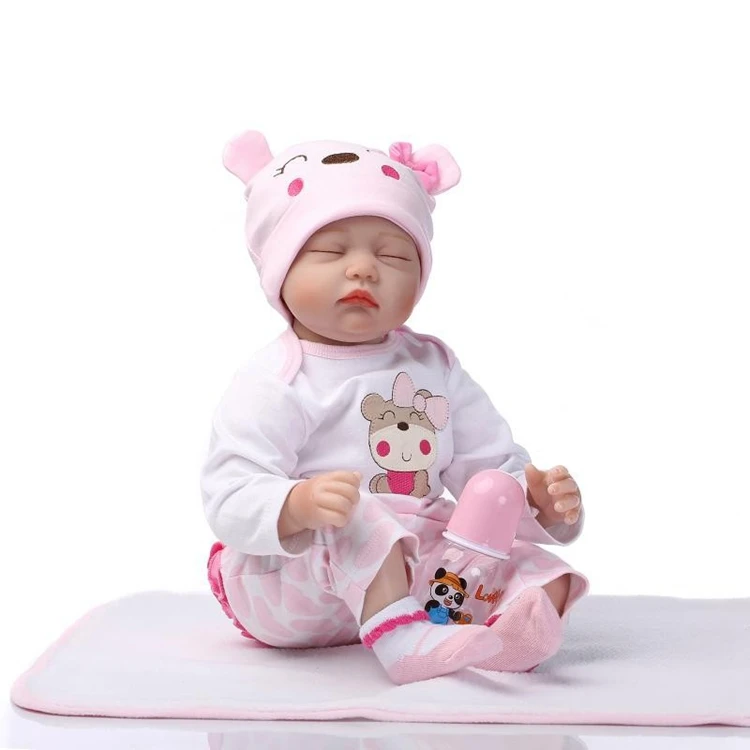 Pinky Lovely 42cm 17Inch Reborn Baby Dolls Lifelike Soft Silicone Dolls Realistic Looking Newborn Doll Toddler in Panda Cute Toy Child Birthday and Xmas Gift NUER Collection