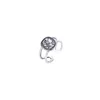 Vintage Hollow Out Chain Open Cuff Ring 925 Sterling Silver Engraved Image Coin Charm Inspiration Ring Jewelry for Women