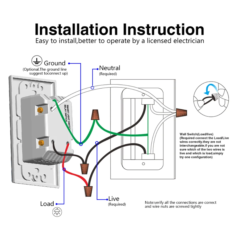 Wifi wall light switch схема подключения