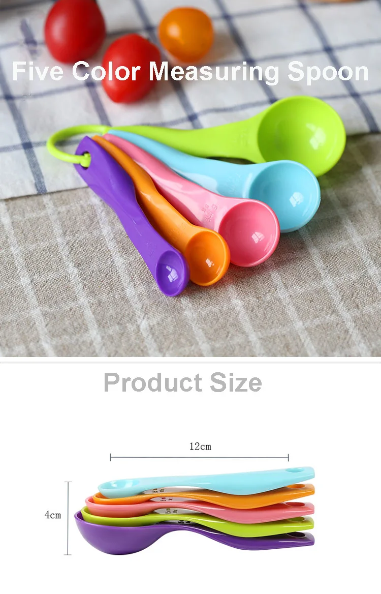 5pcs Colorful Plastic Measuring Spoons Set Kitchen Tool For Utensils