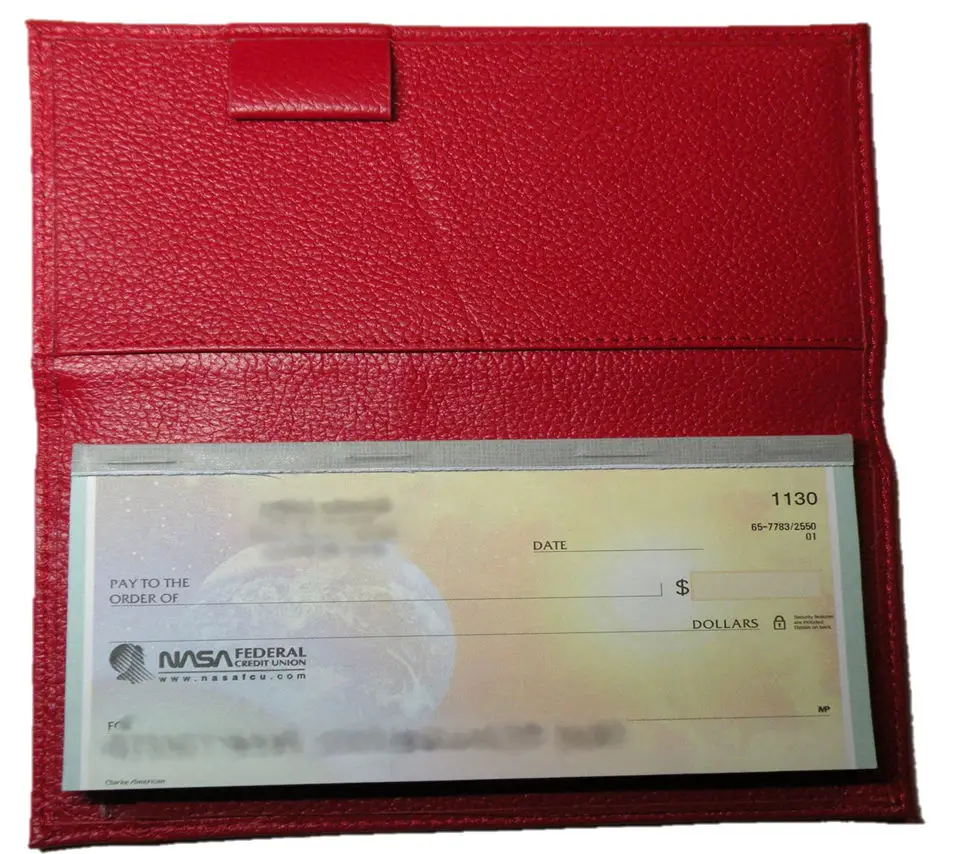 Pu Leather Cheque Book Cover Leather Checkbook Holder Organizer Wallet