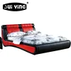 Red color double size PU leather bed base designs A028