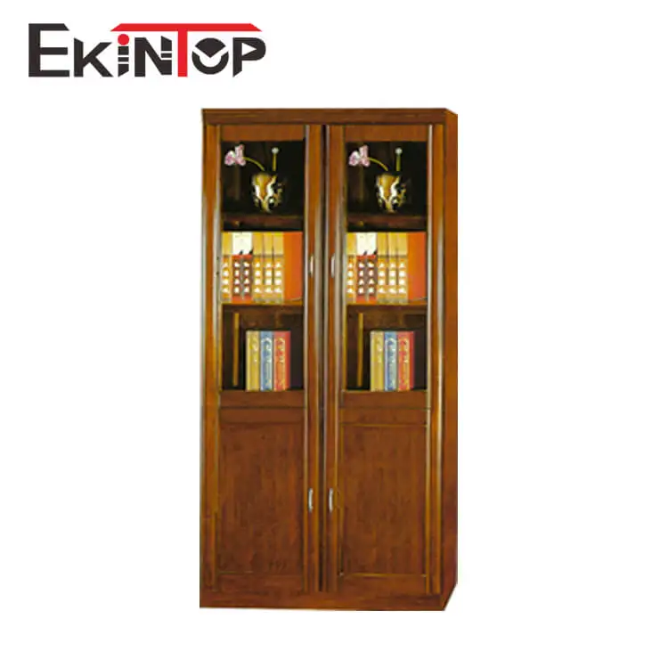 Ekintop Antique White Barrister Bookcase With Glass Doors And Drawers